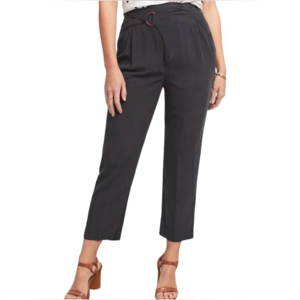 Anthropologie Cupro Wrap Trousers (Black, XSP)